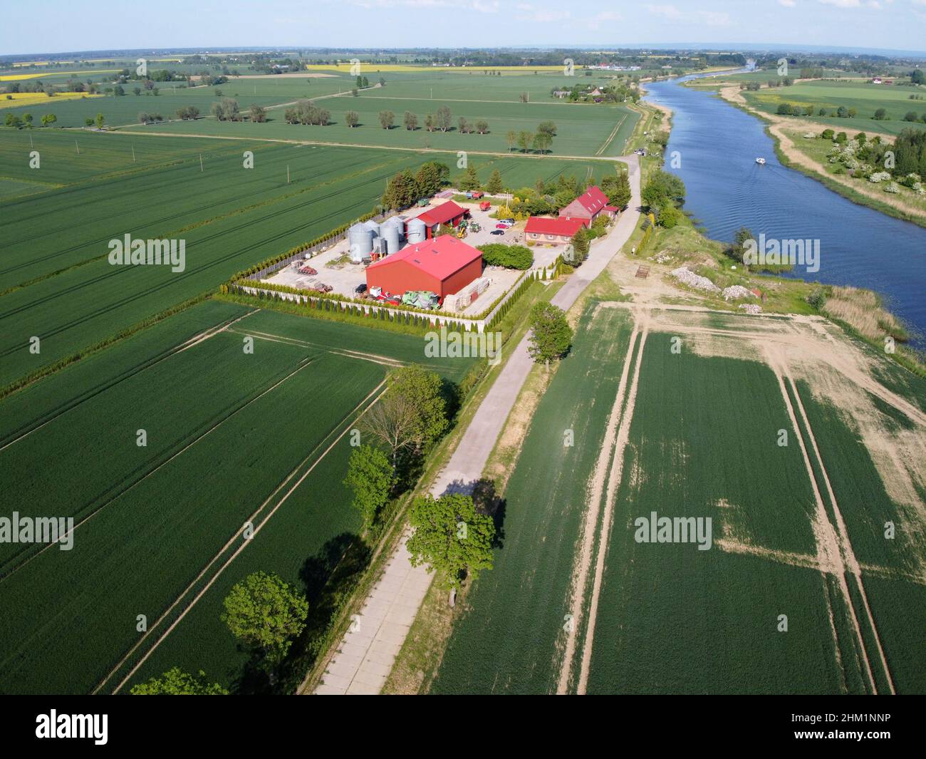 Modern building of farm on Zulawy Wislane, Poland Stock Photo