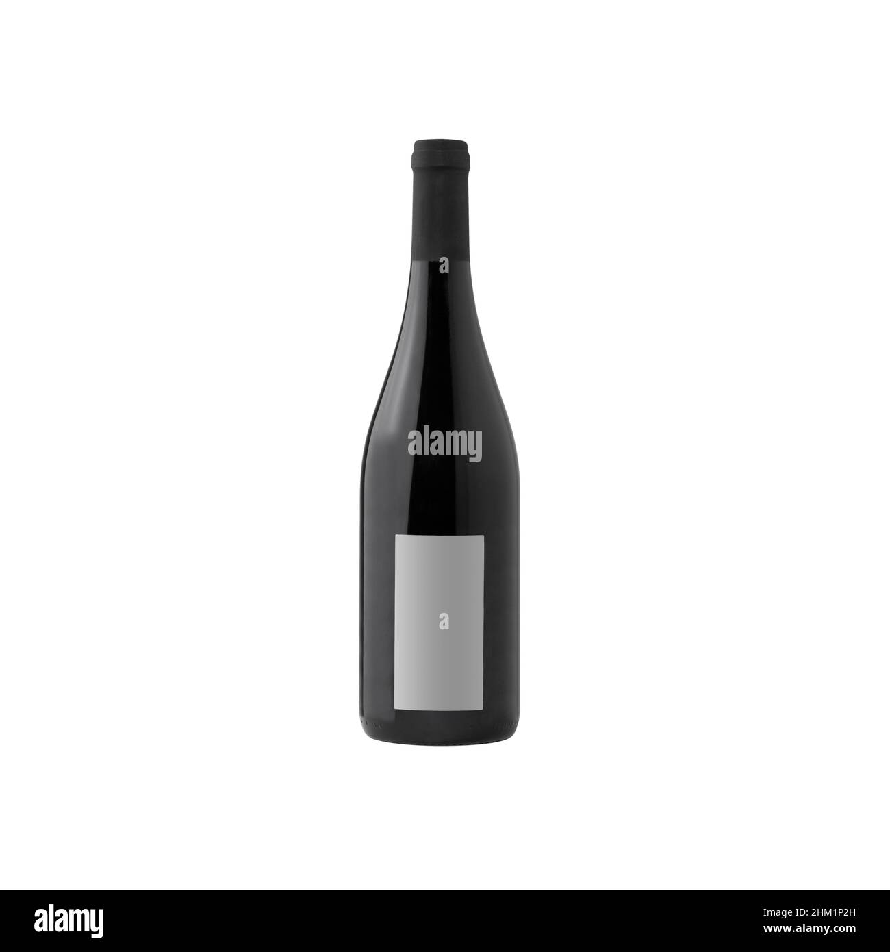 red wine bottle with blank label isolated on white background Stock