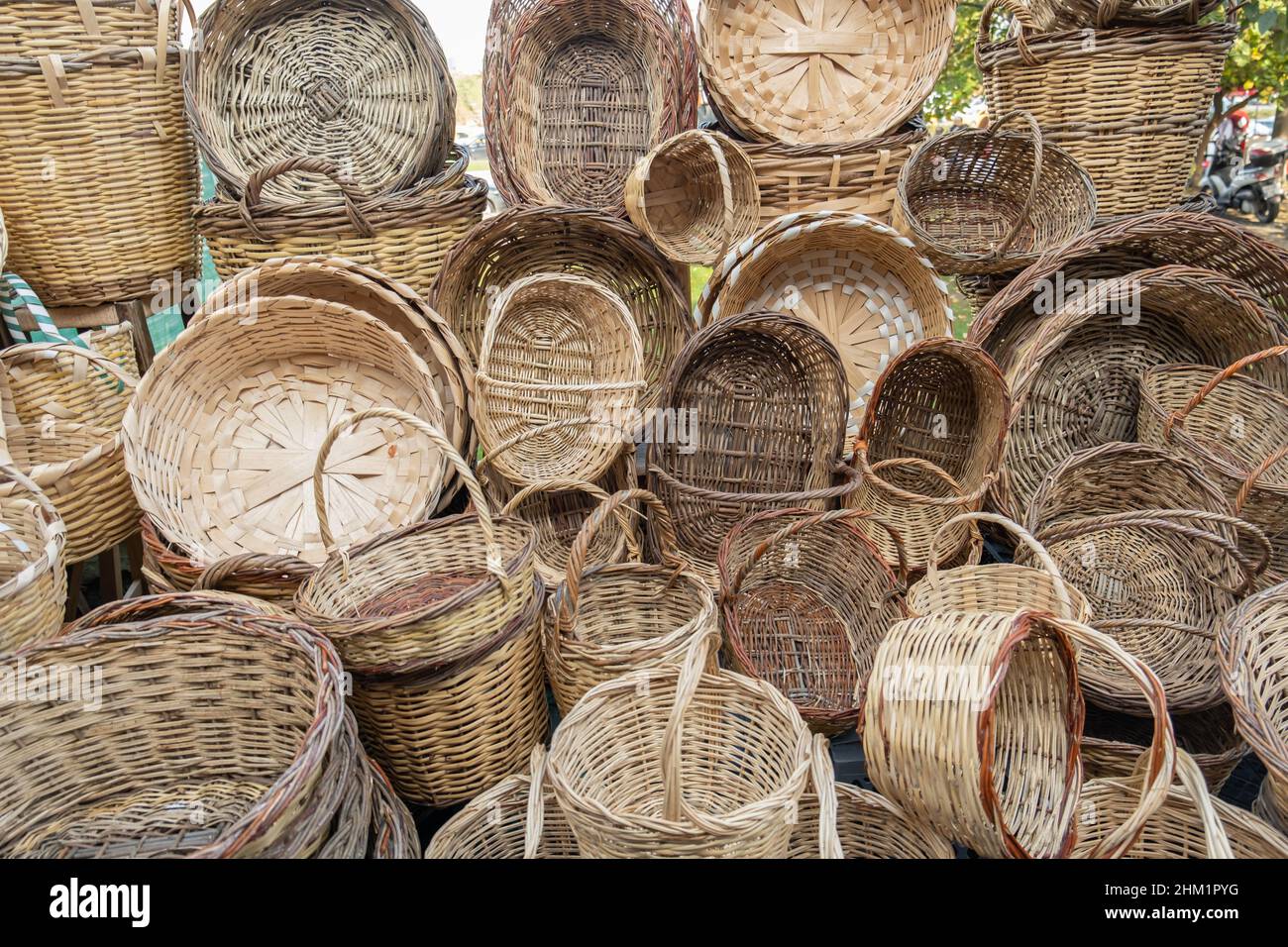 Wicker baskets. Handmade wicker baskets in the market Stock Photo Alamy