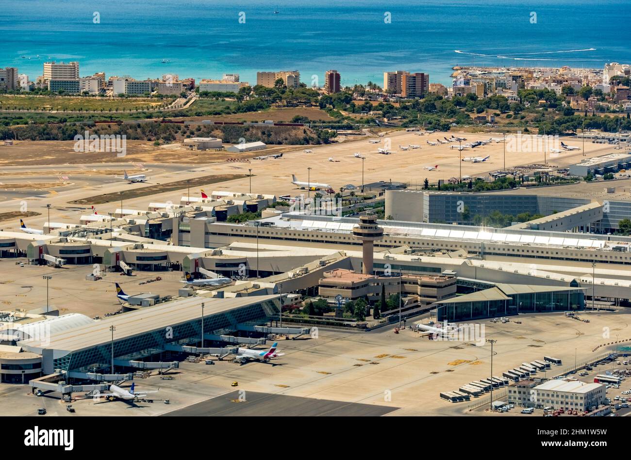 Aerial view, Aeropuerto de Palma de Mallorca, Palma Airport, Palma, Mallorca, Balearic Islands