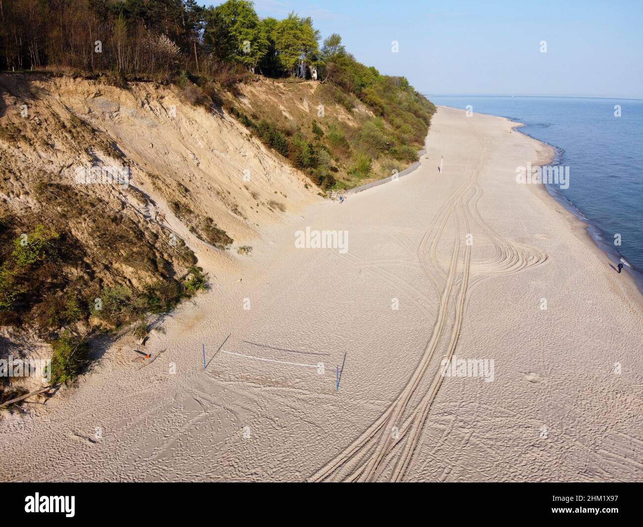 Empty beach at Jastrzebia Gora, nothern most point in Poland. View of the Baltic Sea in Jastrzebia Gora Stock Photo