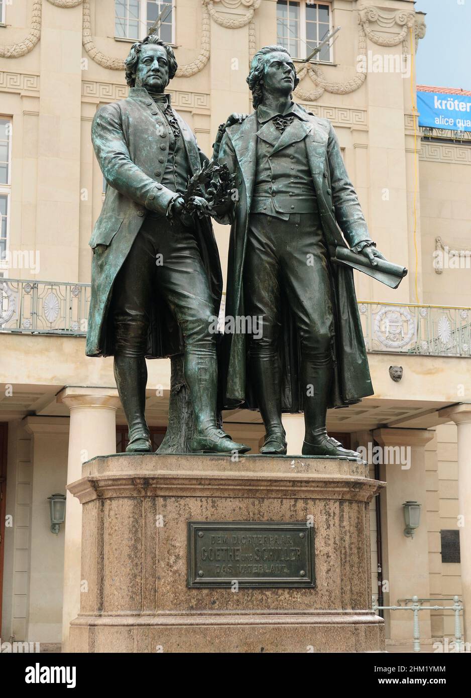 Germanys Great Poets Goethe And Schiller As A Bronze Statue In Weimar ...