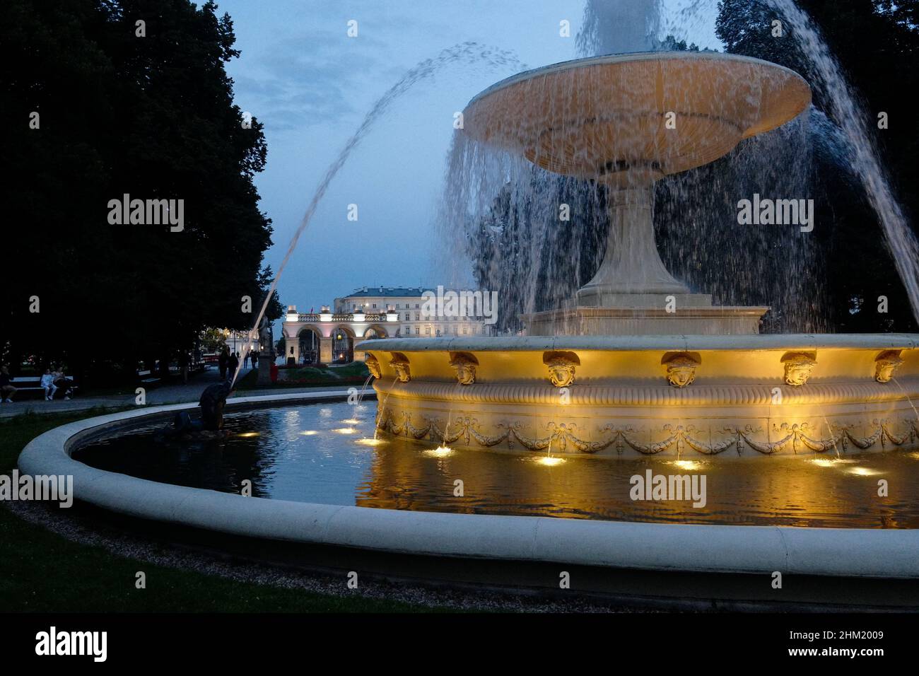 Fountain in the Saxon Garden, Śródmieście district, central Warsaw, Poland, August 2021 Stock Photo