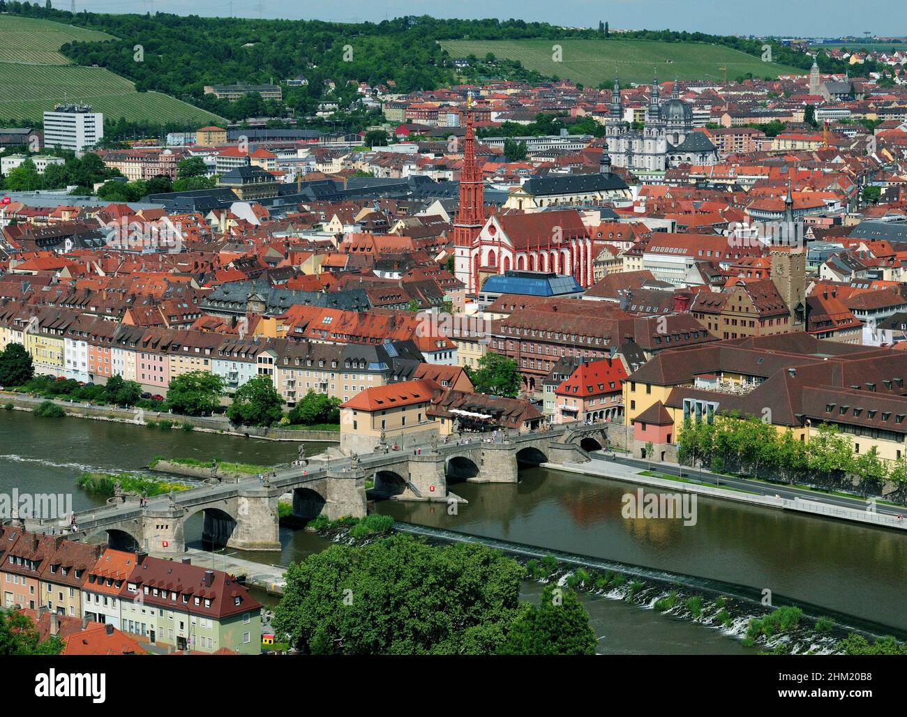 View From Fort Marienberg To The Old Main Bridge And The Old City Of Wuerzburg  Germany
