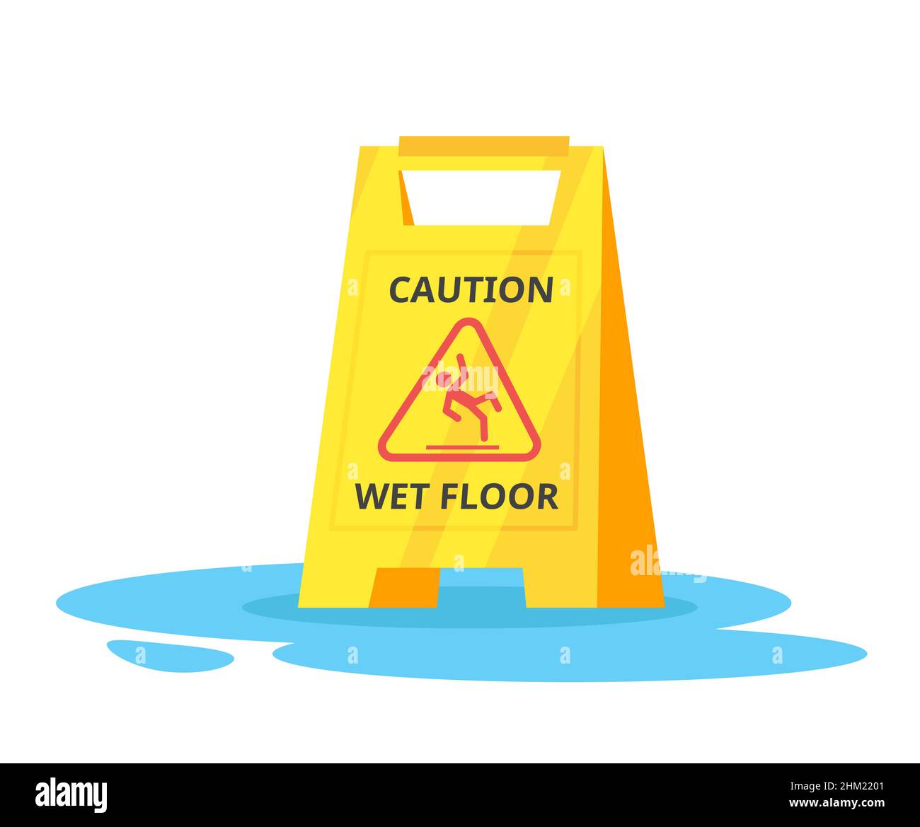 Vector cartoon illustration of wet floor yellow Stock Vector