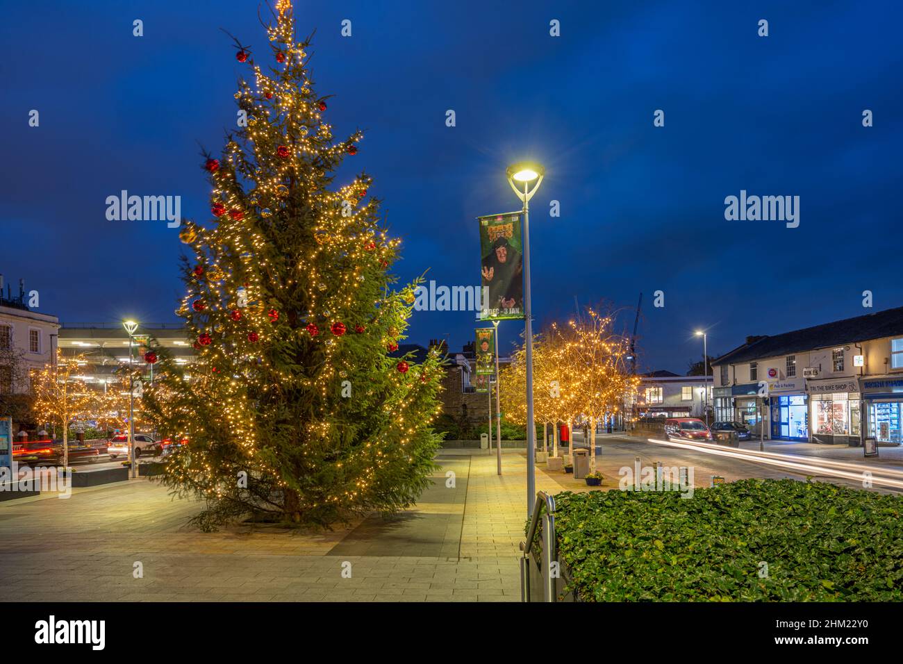 Christmas tree and Christmas lights in Gravesend Community Square