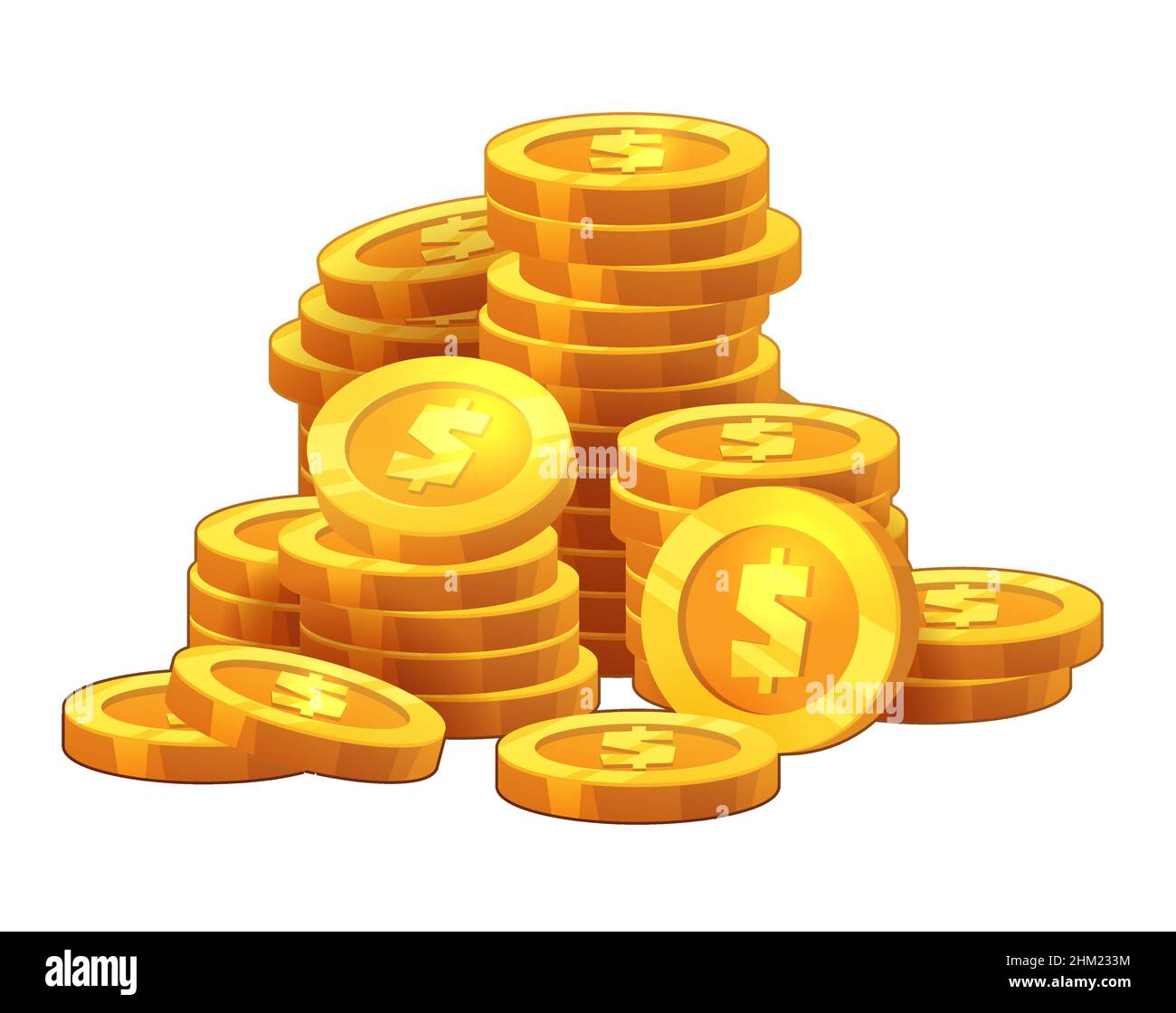 Vector cartoon style illustration of coins stack Stock Vector