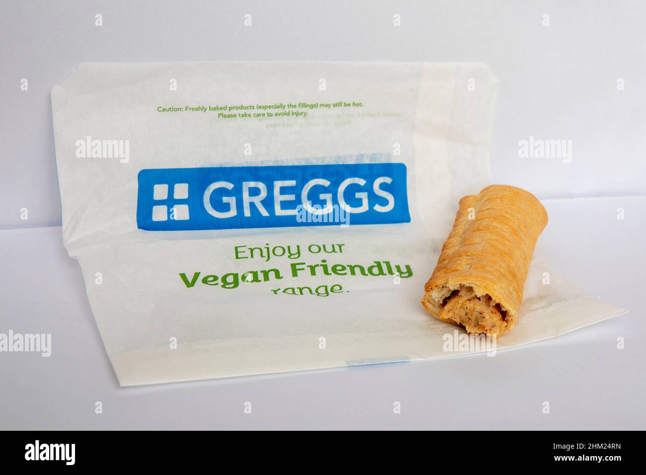 LEEDS, UK 28 JANUARY 2022 GREGGS VEGAN SAUSAGE ROLL Stock Photo Alamy