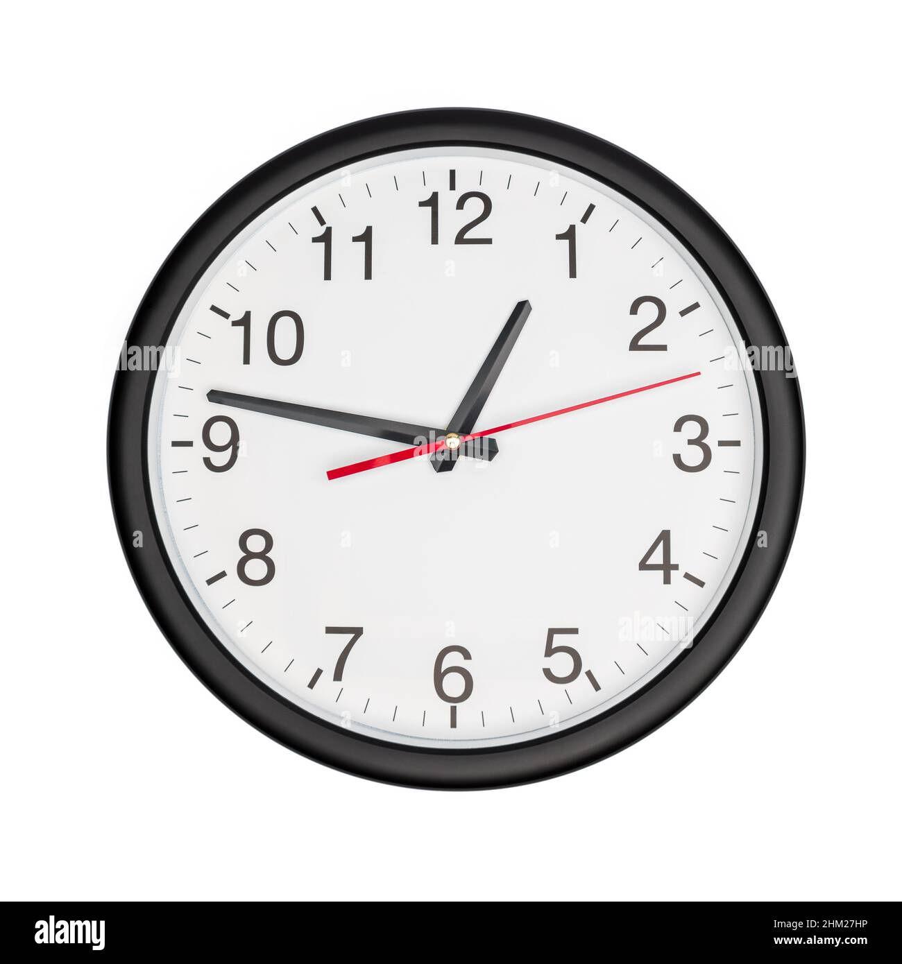 Simple classic black and white round wall clock isolated on white ...