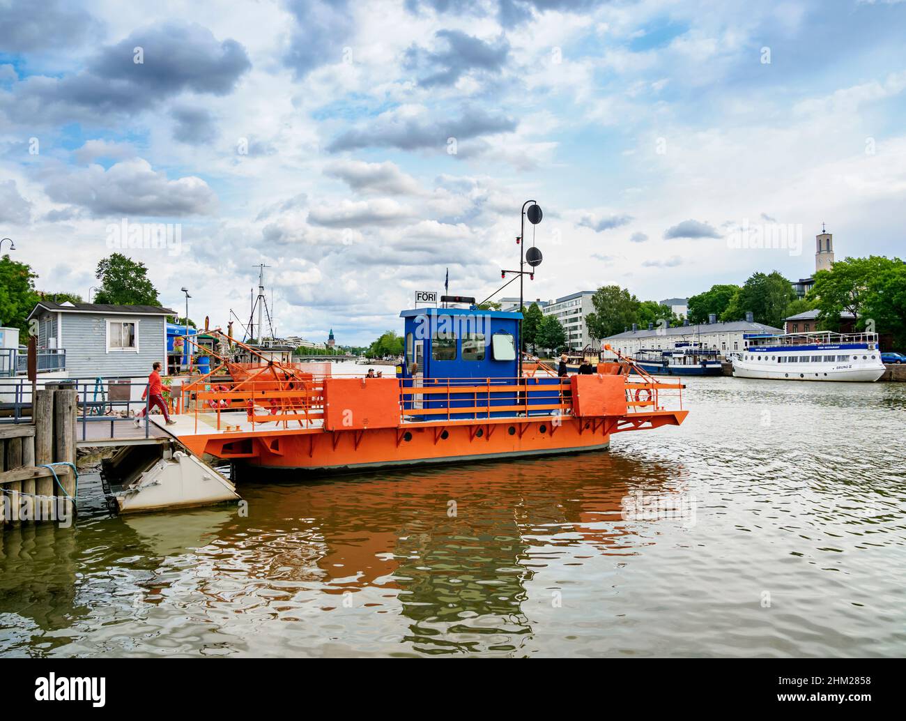 Ferry at the Aura River, Turku, Finland Stock Photo