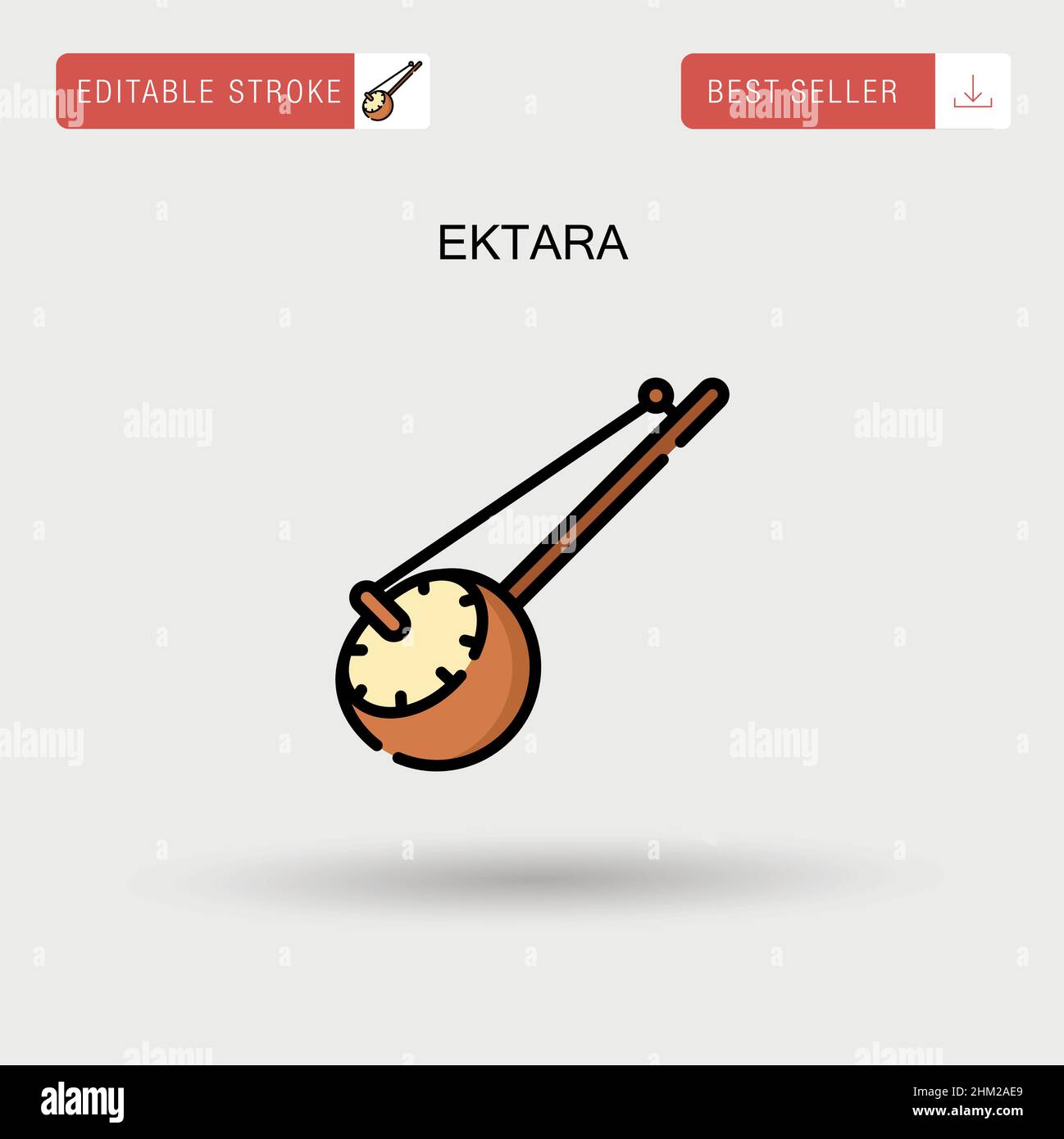 Ektara Simple vector icon. Stock Vector