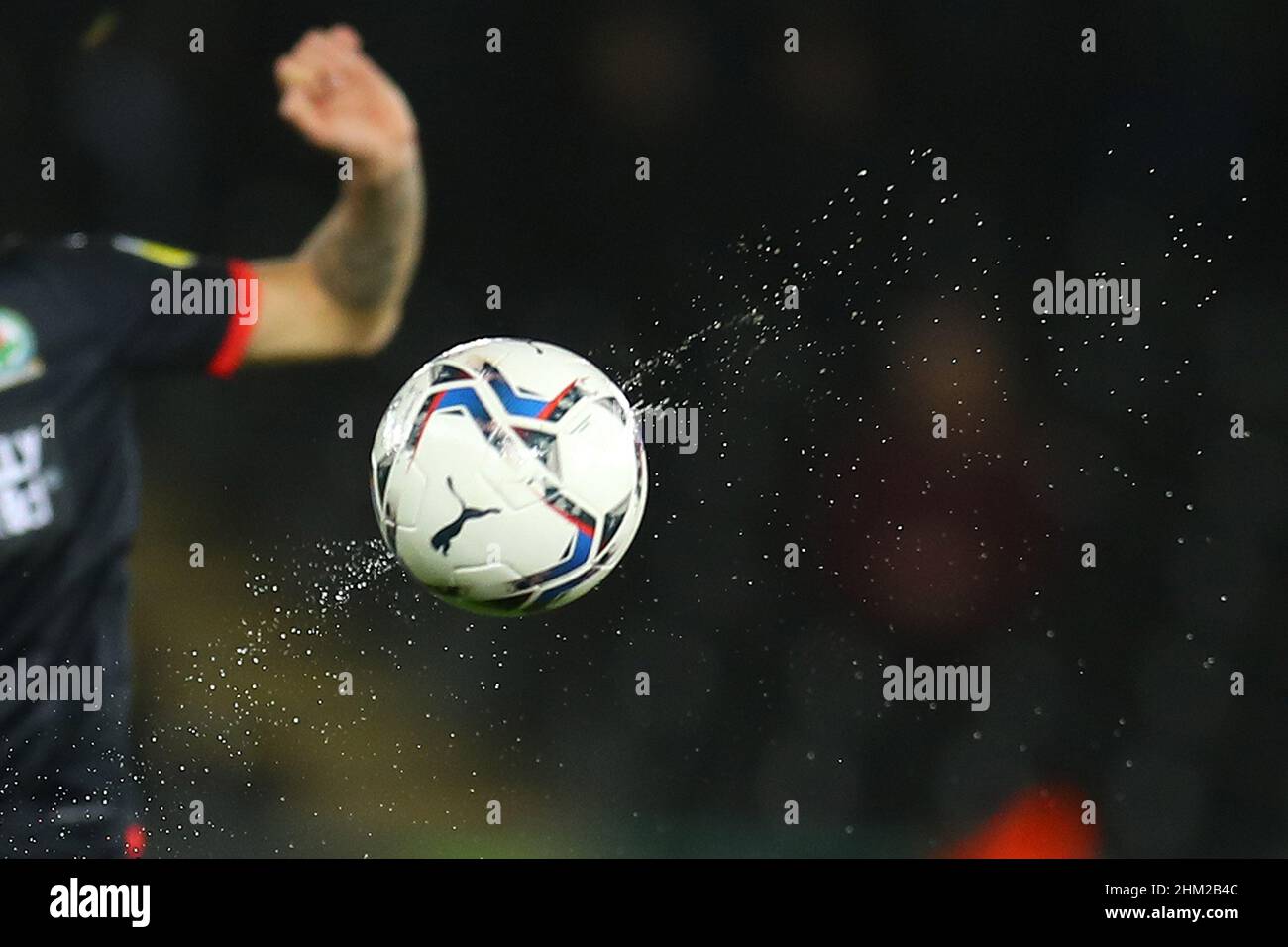 Swansea, UK. 05th Feb, 2022. A football in mid air during the game. EFL Skybet championship match, Swansea city v Blackburn Rovers at the Swansea.com Stadium in Swansea on Saturday 5th February 2022. this image may only be used for Editorial purposes. Editorial use only, license required for commercial use. No use in betting, games or a single club/league/player publications. pic by Andrew Orchard//Alamy Live news Stock Photo