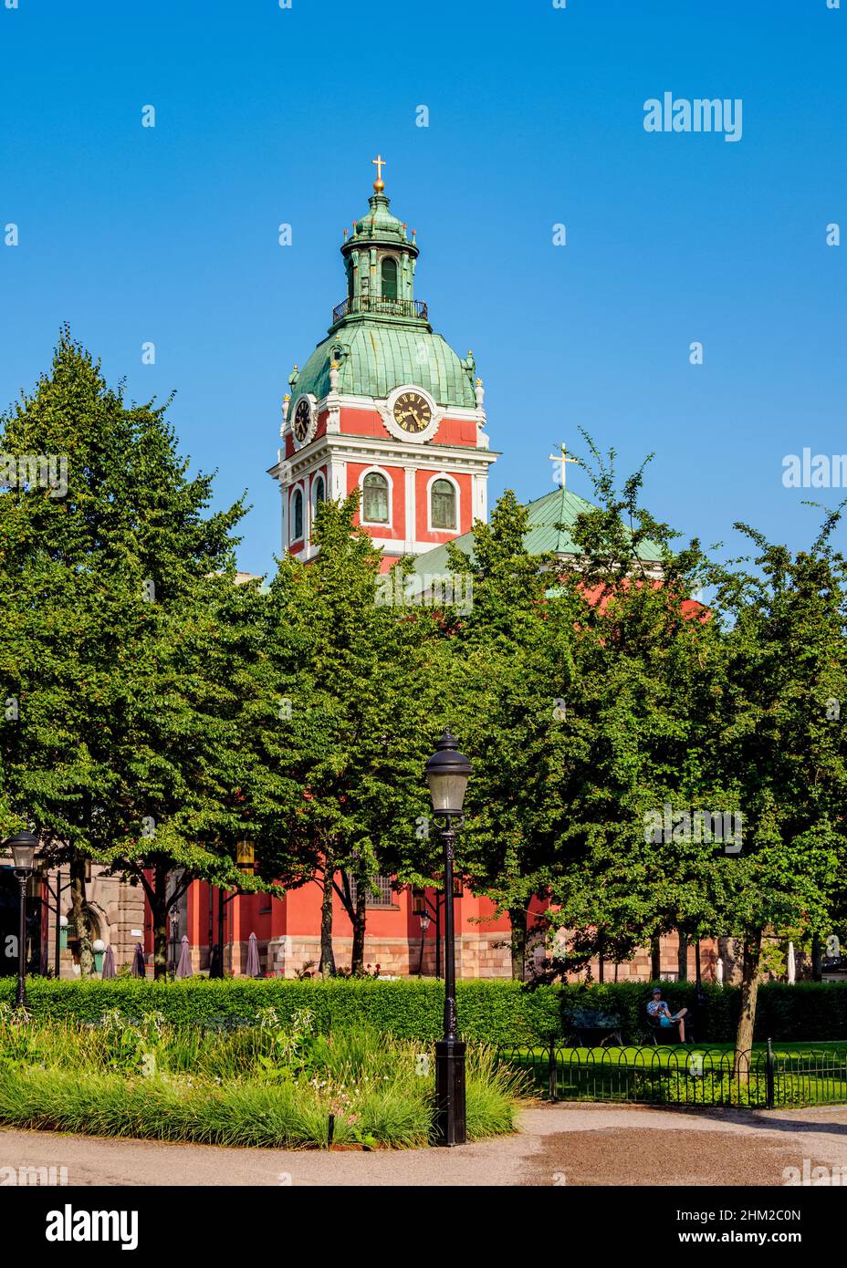 Kungstradgarden Park and St. Jacobs Church, Stockholm, Stockholm County, Sweden Stock Photo