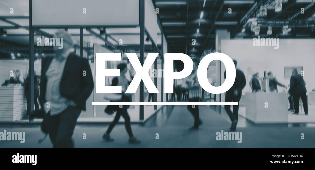 blurred Business people walking on a Expo - text Concept image Stock Photo