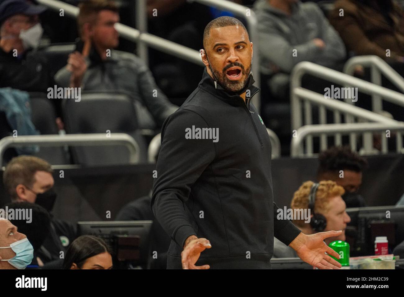 Orlando, Florida, USA, February 6, 2022, Boston Celtics Head Coach Ime Udoka at the Amway Center.  (Photo Credit:  Marty Jean-Louis) Credit: Marty Jean-Louis/Alamy Live News Stock Photo