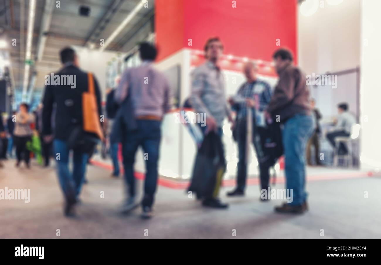 Trade show visitors walk hi-res stock photography and images - Alamy