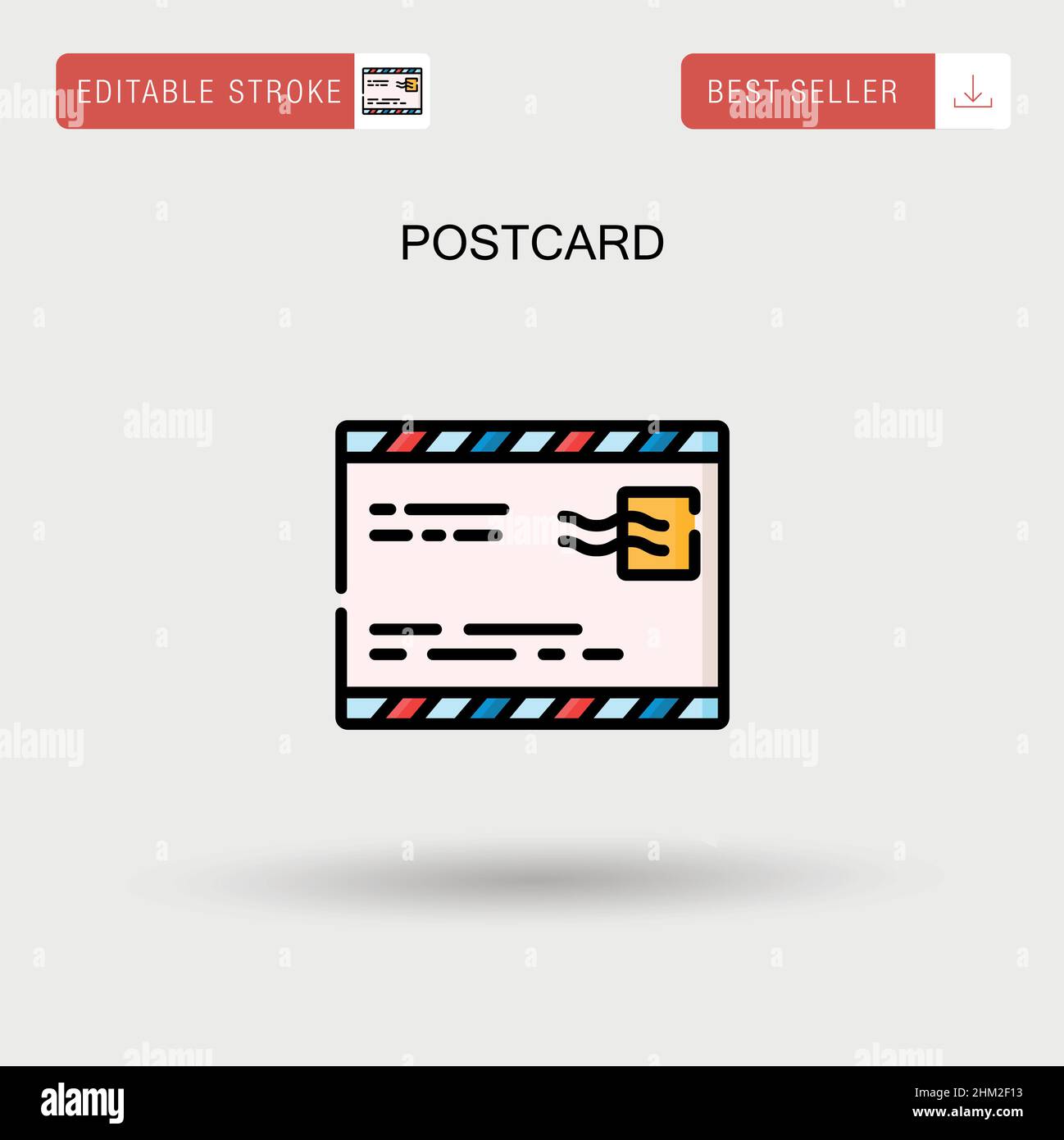 Postcard Simple vector icon. Stock Vector