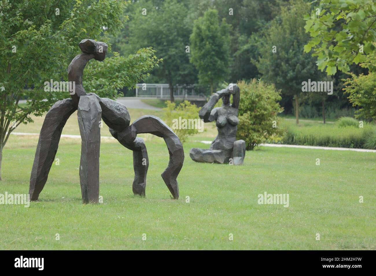 Design for a large figure I+VI - Dietrich Klinge - 2011 in the sculpture park in Eschborn, Hesse, Germany Stock Photo