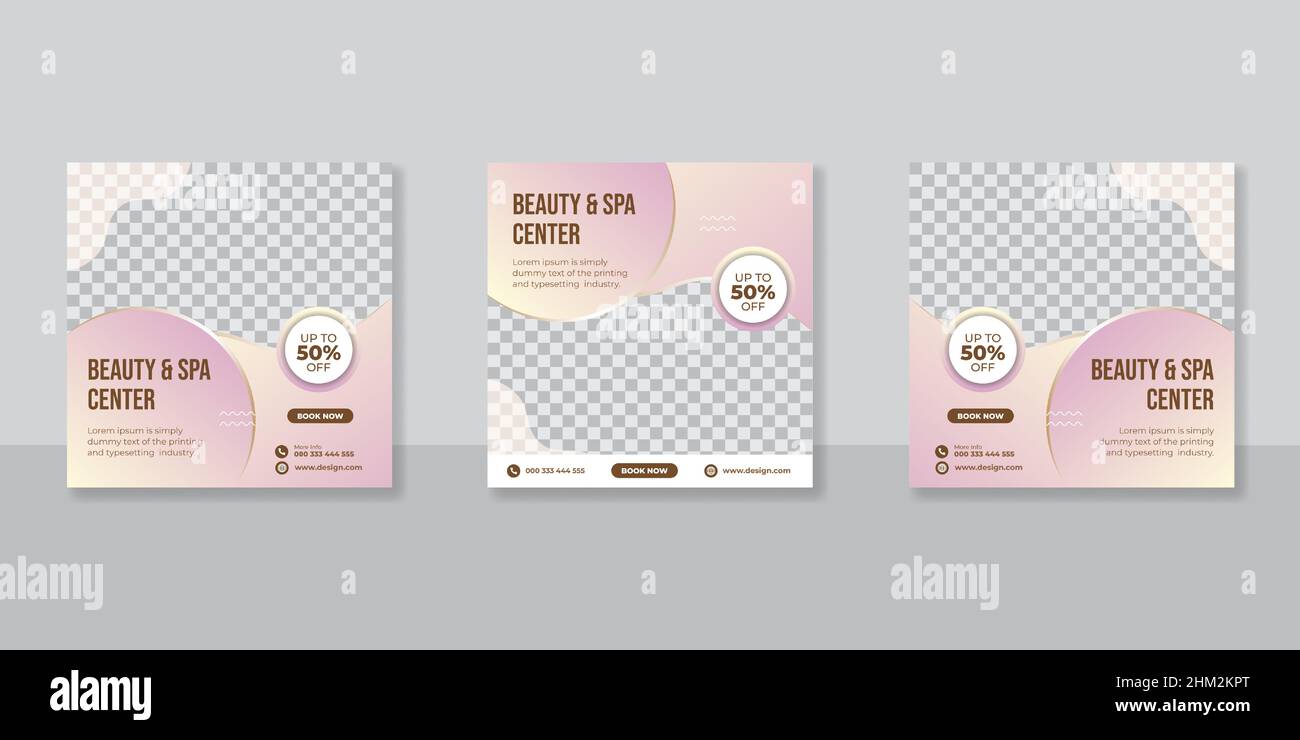 Editable spa and beauty square banner template design Stock Vector