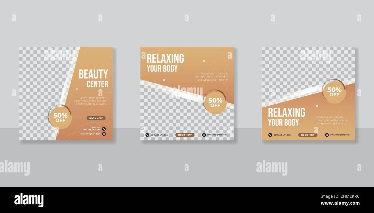 Editable spa and beauty square banner template design Stock Vector