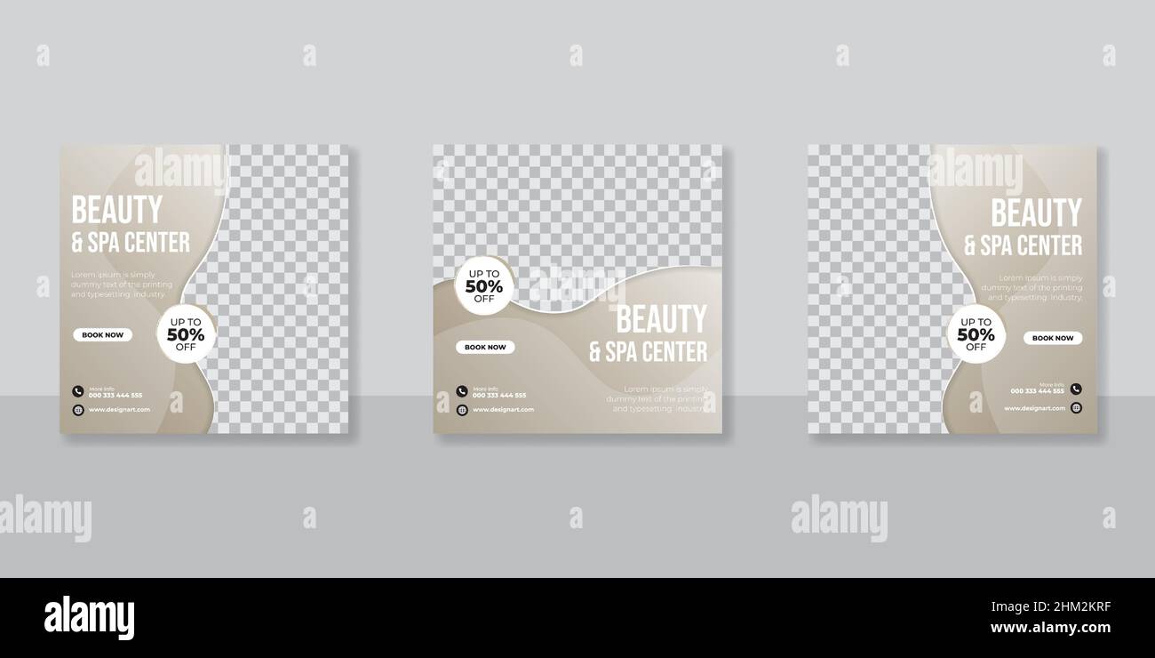 Editable spa and beauty square banner template design Stock Vector