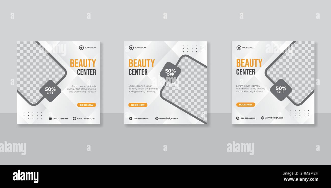 Editable spa and beauty square banner template design Stock Vector
