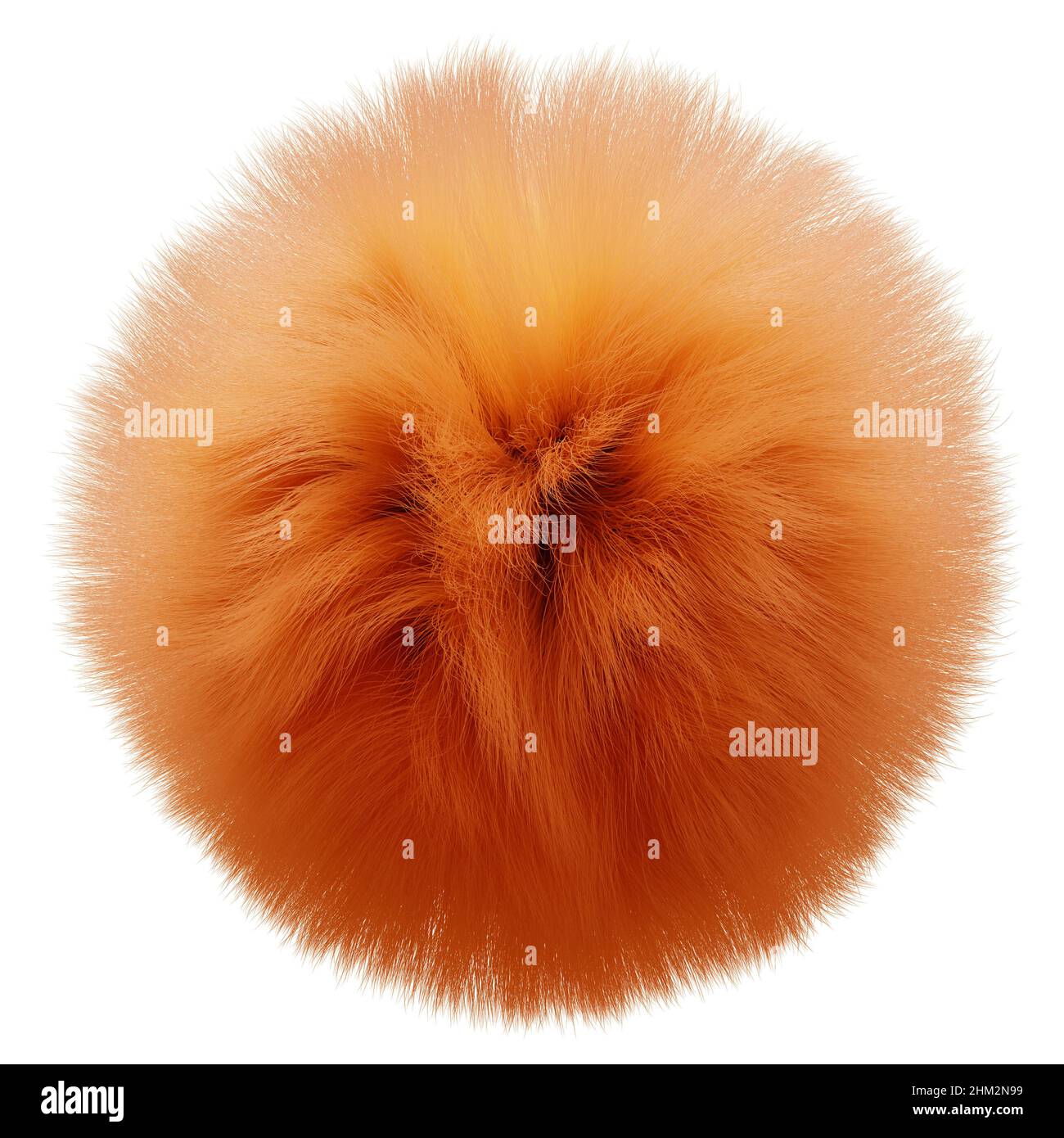 hairy ball, furry orange sphere isolated on white background Stock Photo