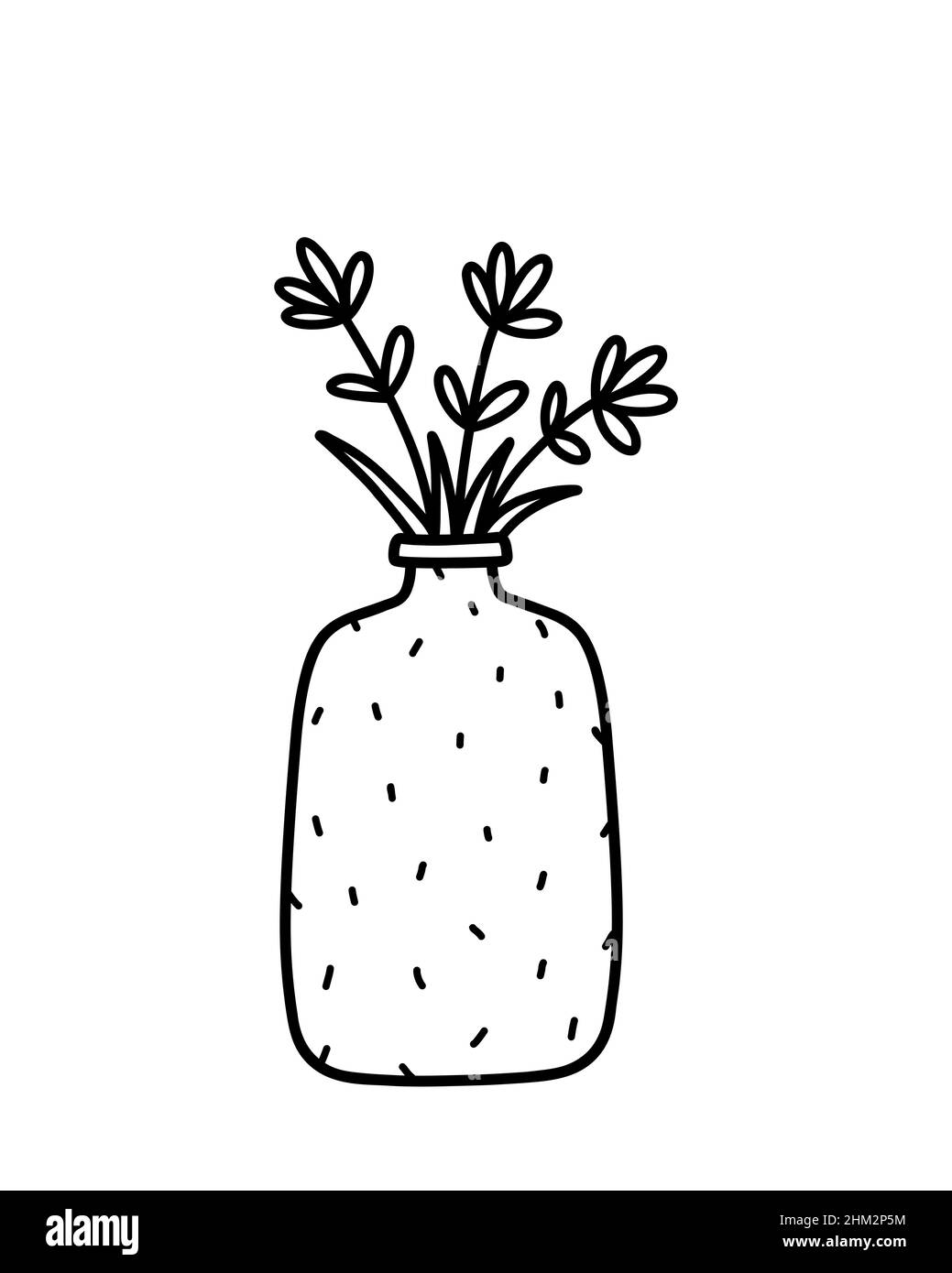 Cute flowers in vase isolated on white background. Vector hand-drawn ...