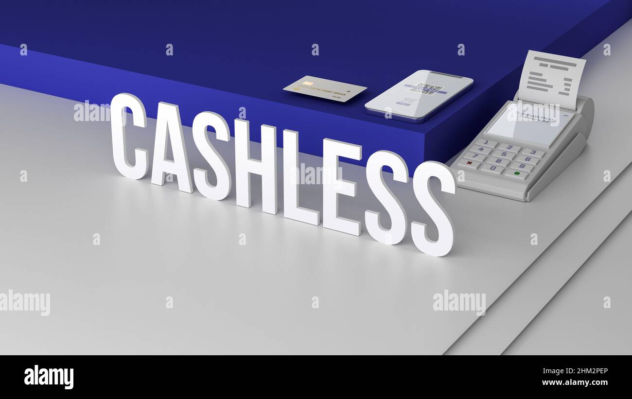 Cashless transactions concept. Payment terminal, credit card and ...
