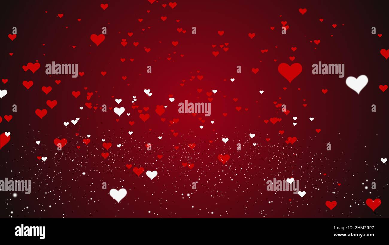 Moving Flying Hearts for Valentine's Day Stock Photo