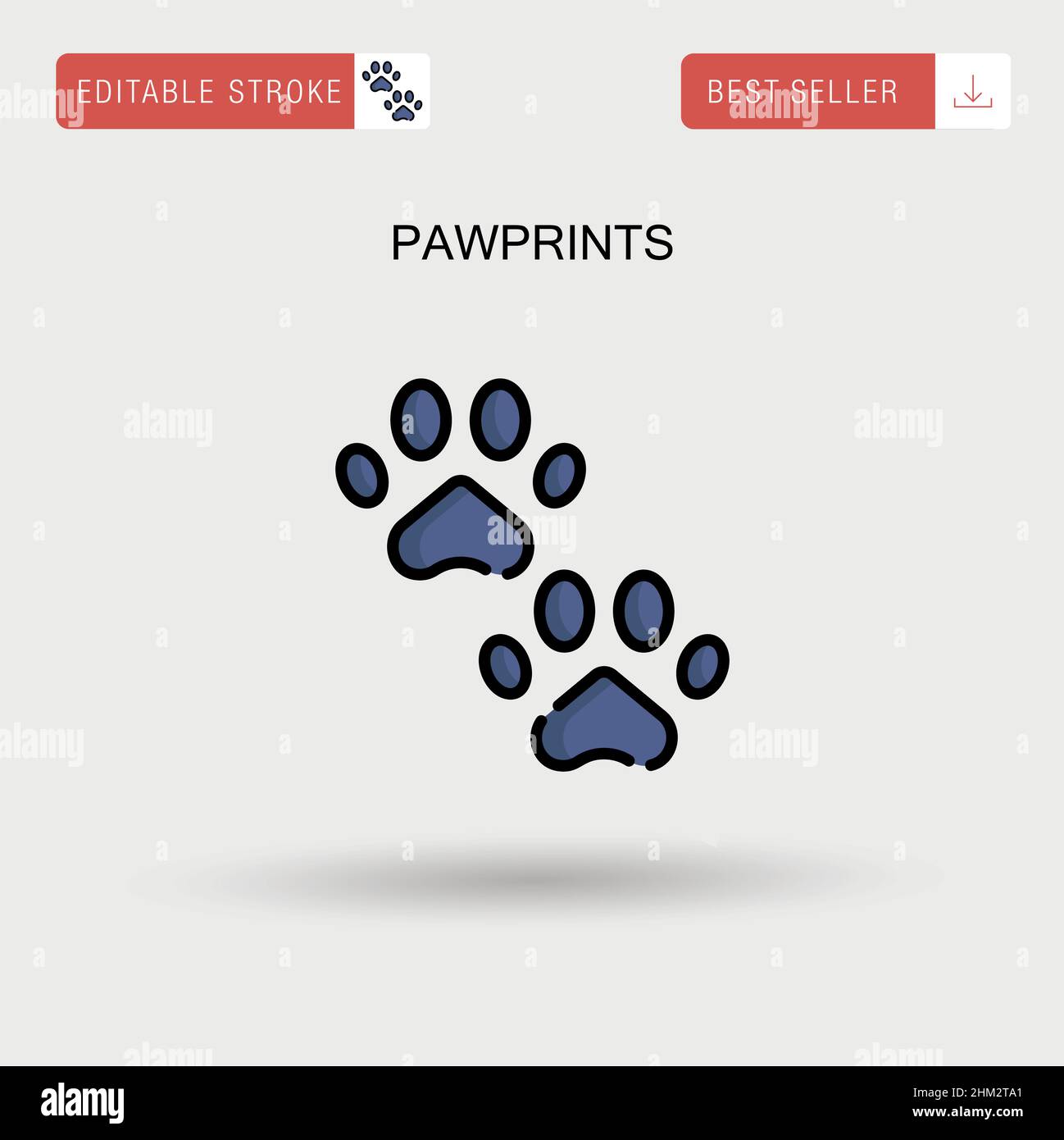 Pawprints Simple vector icon. Stock Vector