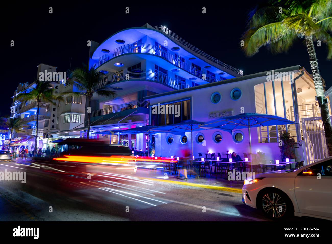 Miami Beach, FL, USA February 2, 2022 Night photo of the Palace