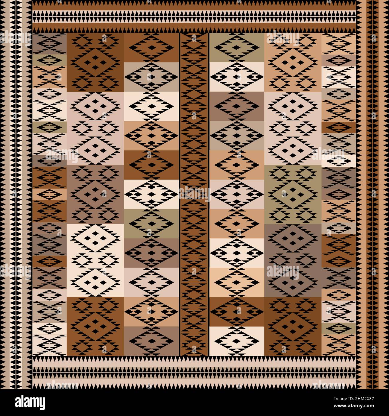 Ethnic motifs carpet in brown and beige shades background Stock Vector ...