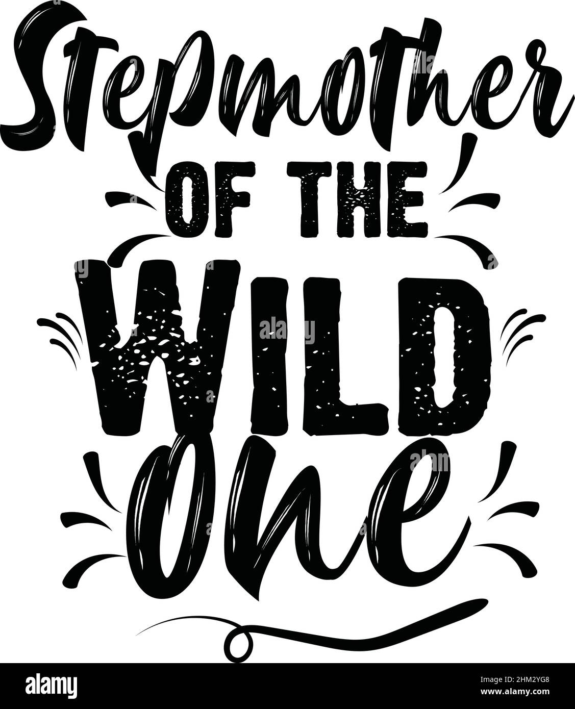 stepmother of the wild one girl matching squad wild one party t shirt monogram text vector template Stock Vector