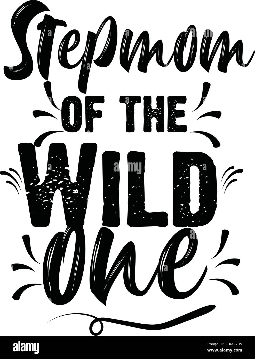 stepmother of the wild one girl matching squad wild one party t shirt monogram text vector template Stock Vector