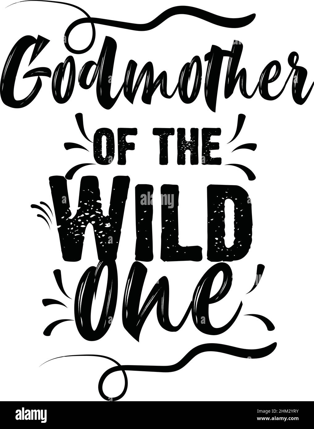 godmother of the wild one girl matching squad wild one party t shirt monogram text vector template Stock Vector