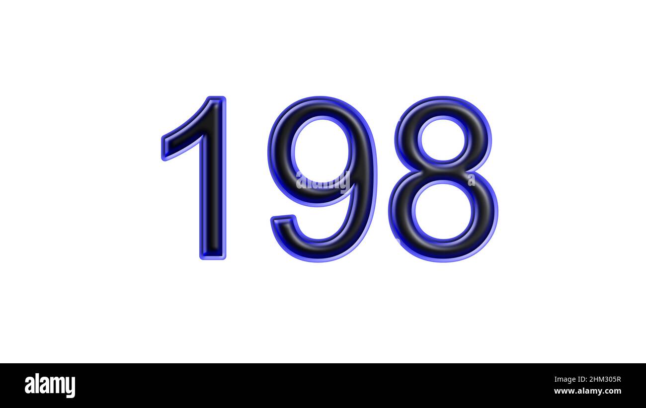 blue 198 number 3d effect white background Stock Photo - Alamy