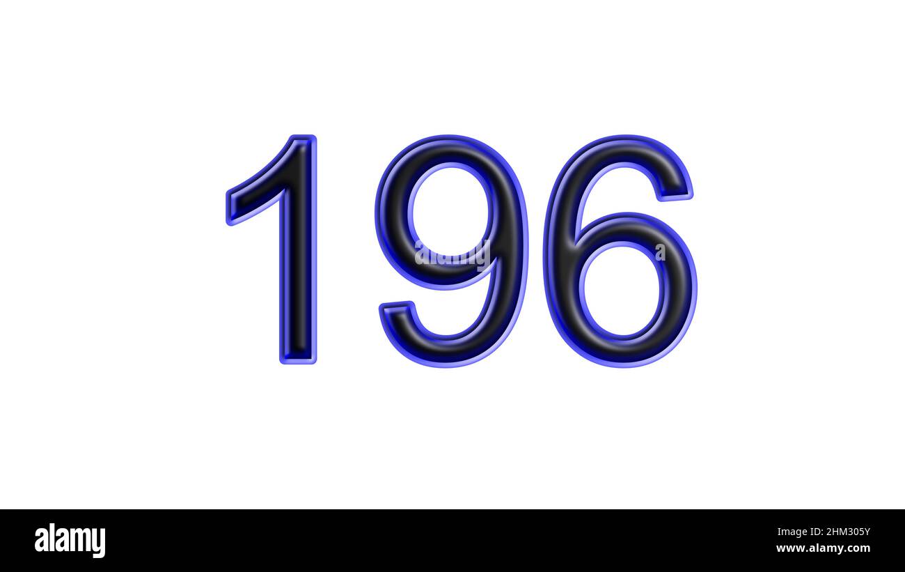 blue 196 number 3d effect white background Stock Photo - Alamy