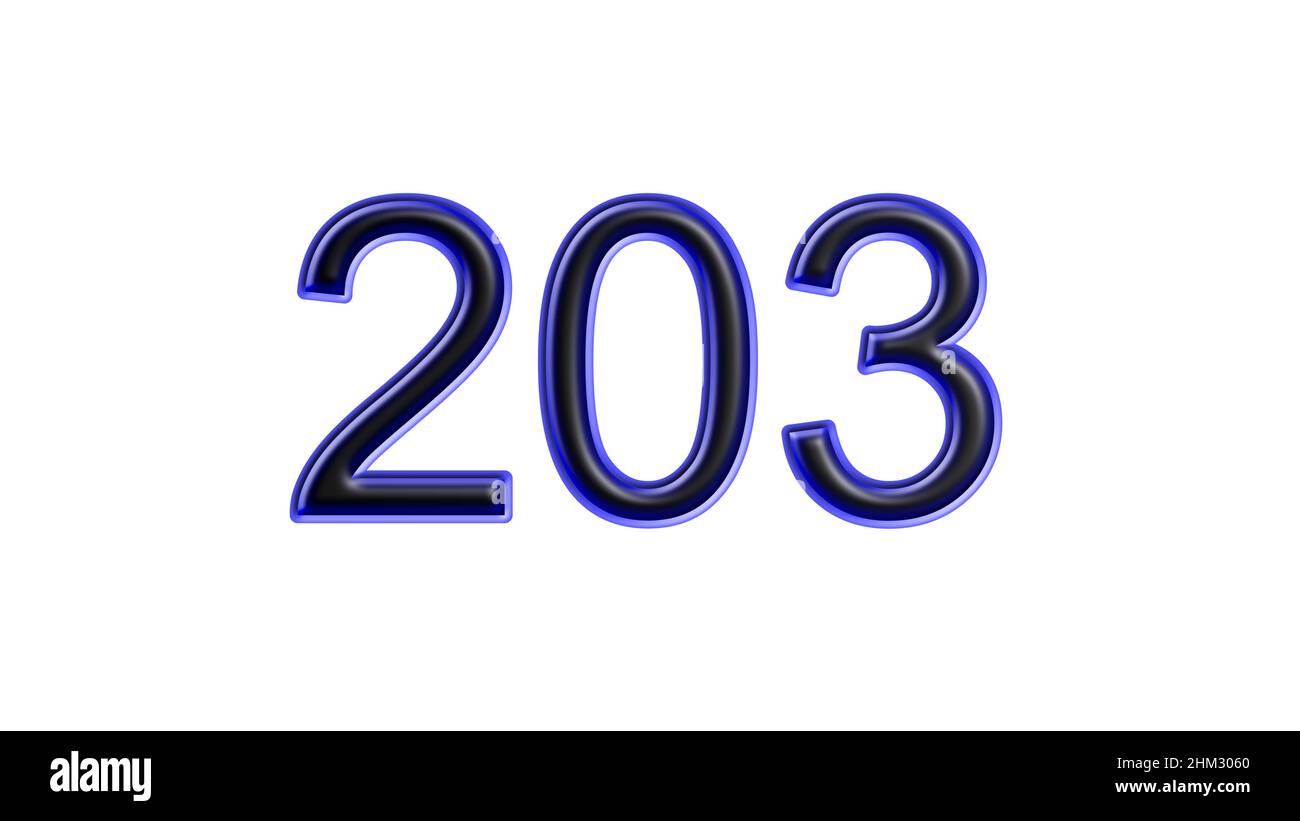 blue 203 number 3d effect white background Stock Photo