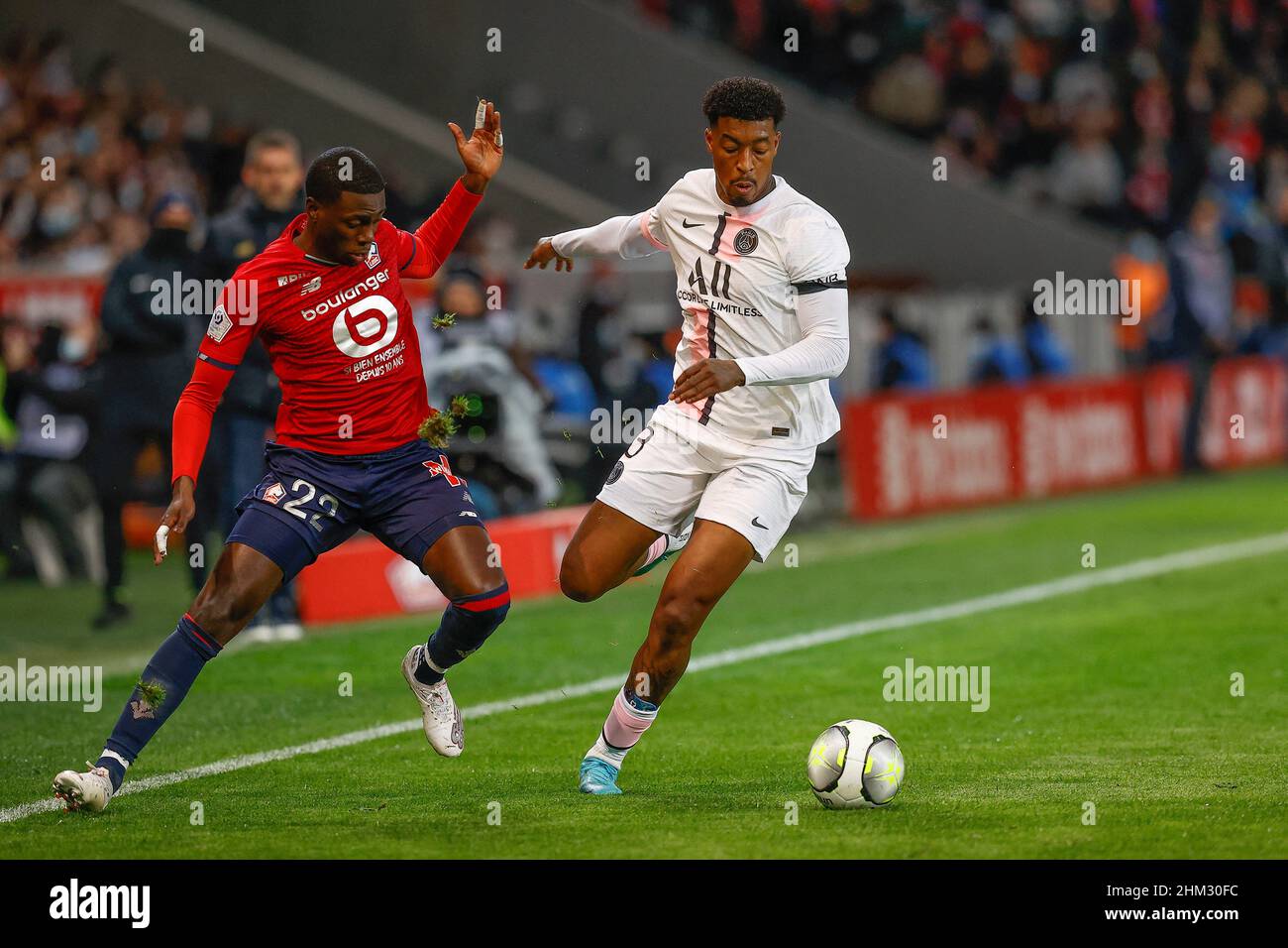 Presnel KIMPEMBE of PSG In action during the Ligue 1 LOSC Lille v Paris  Saint-Germain (PSG) football match at Pierre Mauroy stadium on February 6,  2022 in Lille France. Photo by Loic