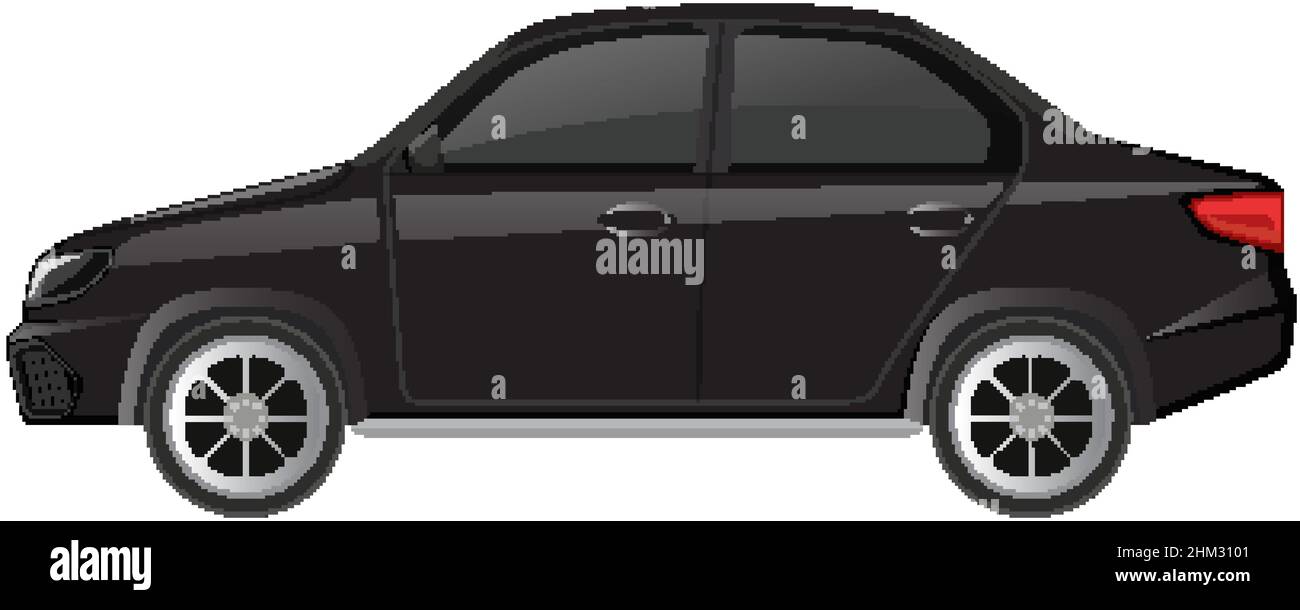 Black sedan car isolated on white background illustration Stock Vector