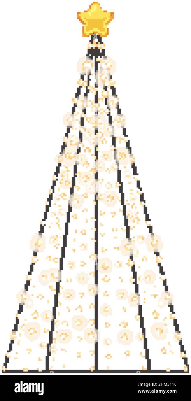 Lights Christmas tree with star on white background illustration Stock ...