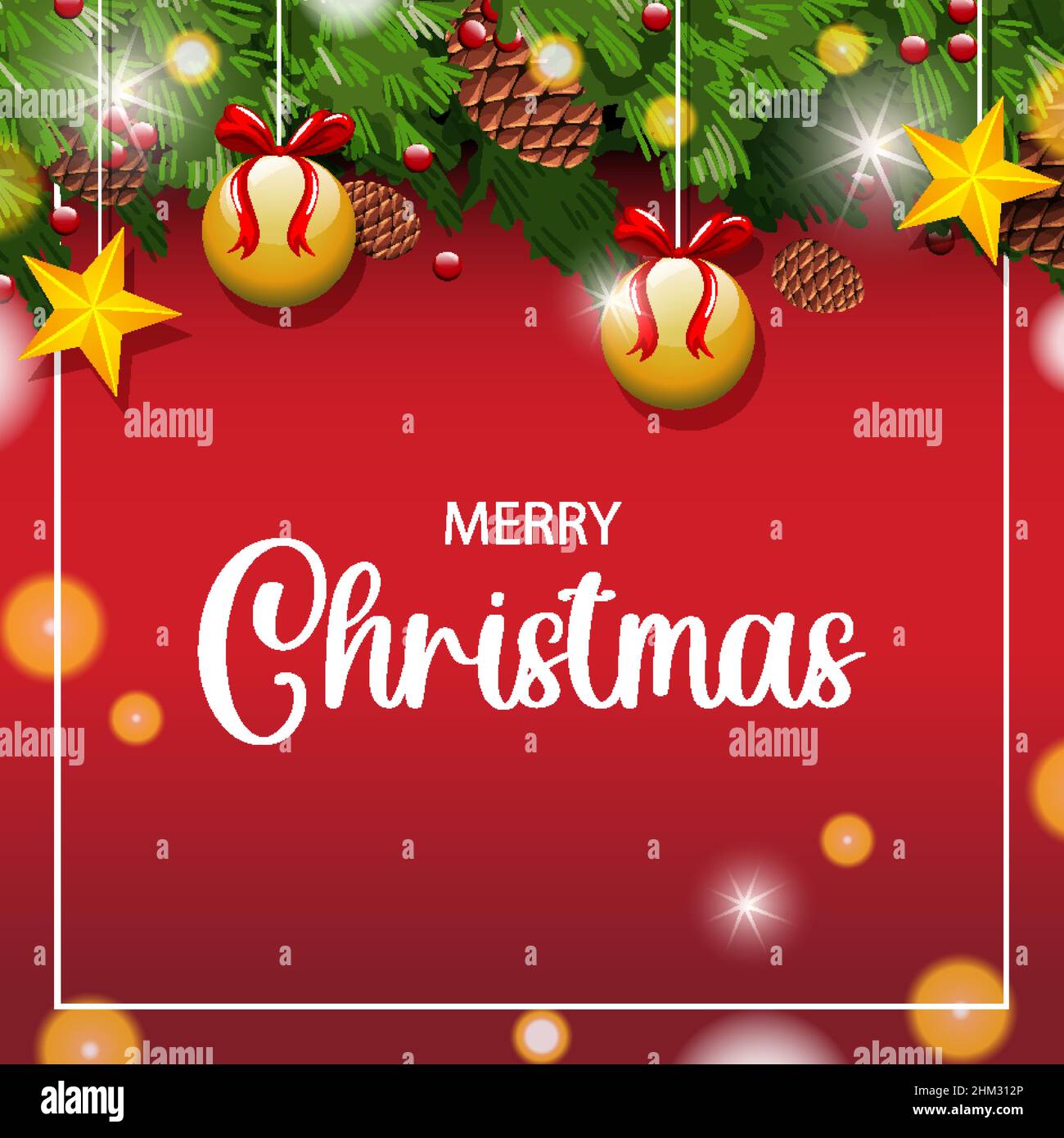 Merry Christmas banner with ornaments illustration Stock Vector Image ...