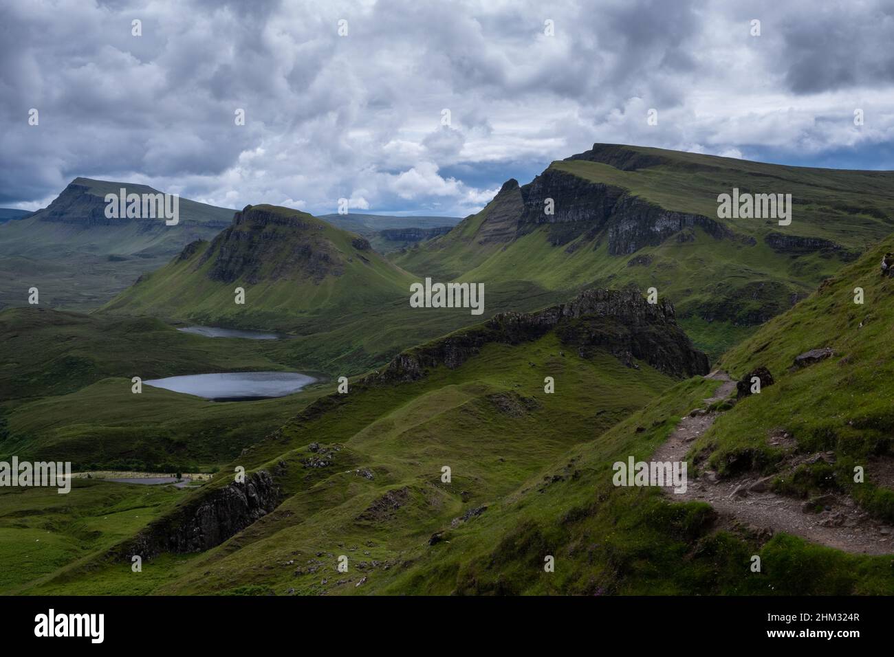 The Quiraing Walk on the Isle of Skye in Scotland Stock Photo