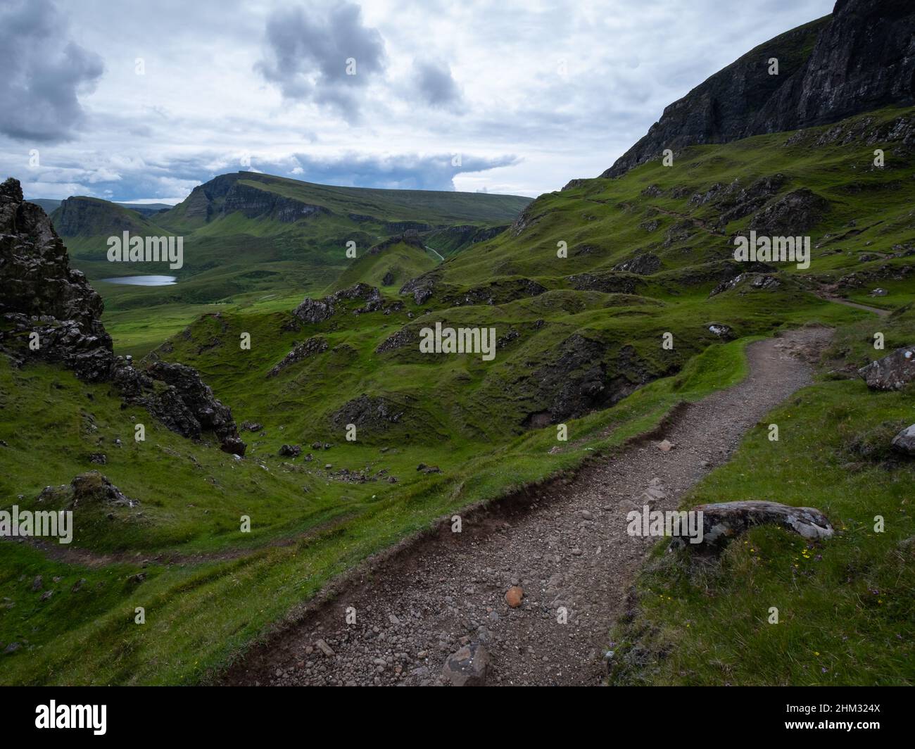 The Quiraing Walk on the Isle of Skye in Scotland Stock Photo