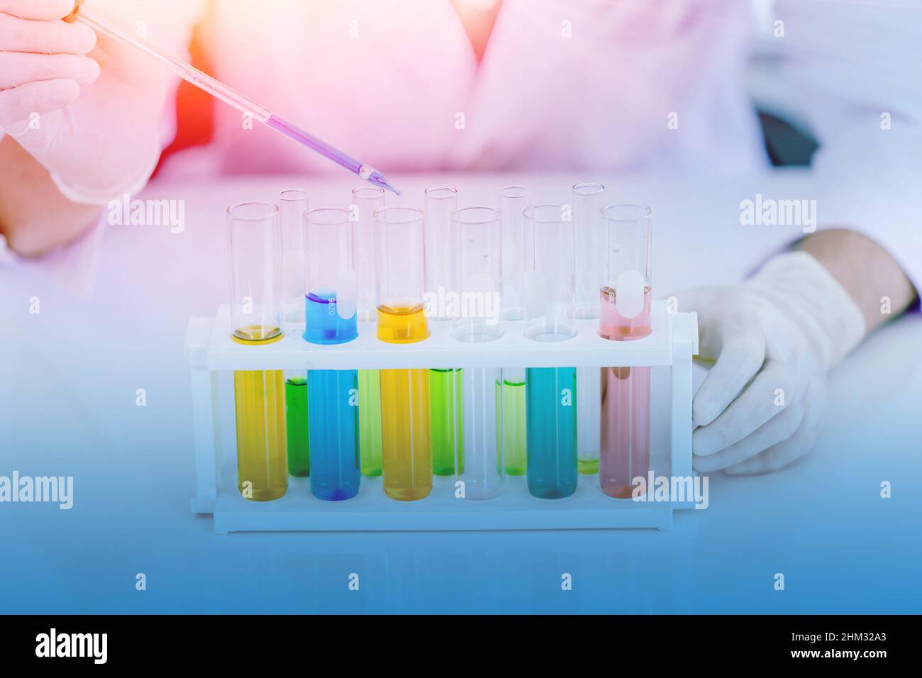 Science chemical test tube with mix colors medical liquid inside