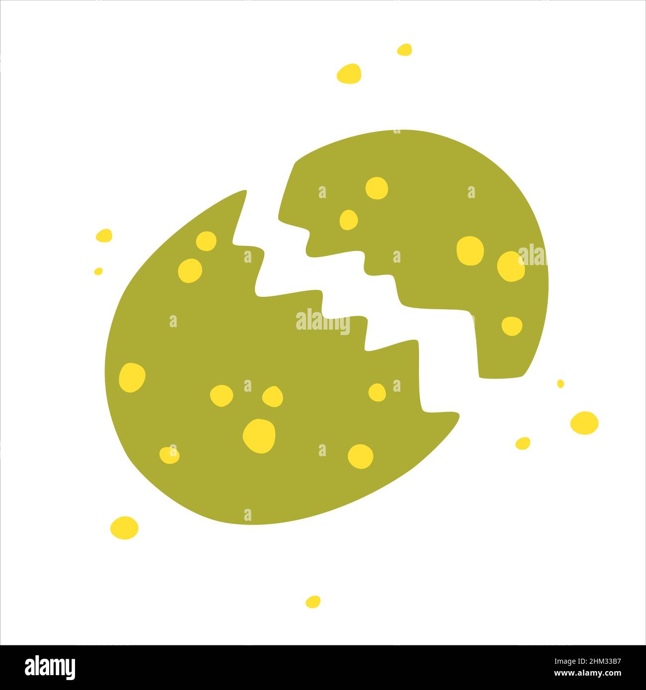 Green broken dinosaur egg. Vector flat illustration Stock Vector