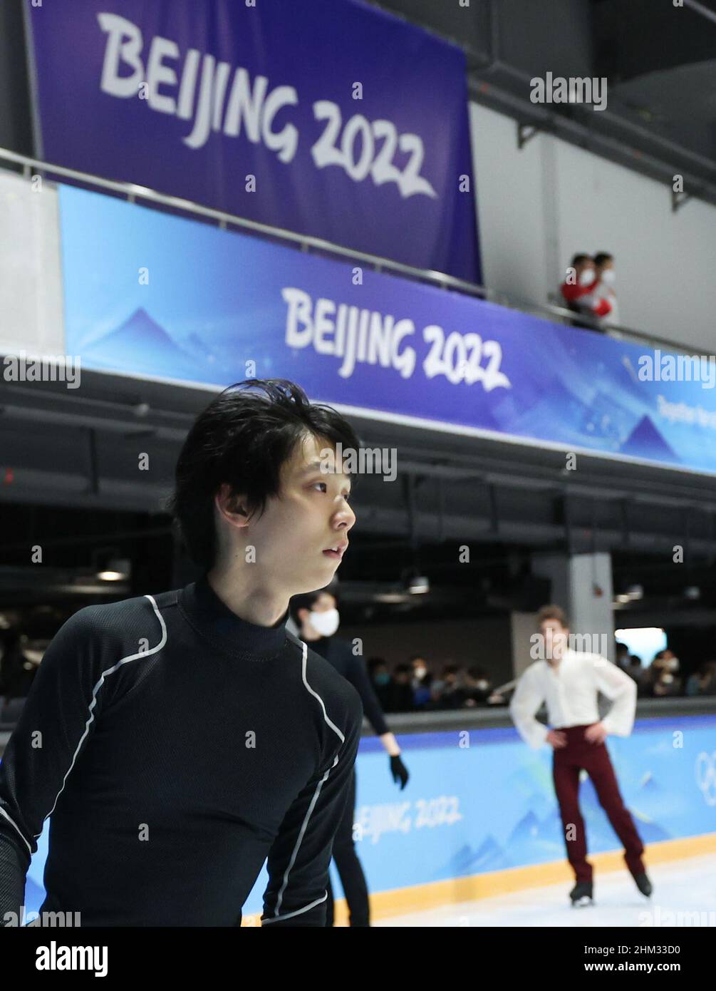 Beijing, China. 7th Feb, 2022. Hanyu Yuzuru of Japan trains at Capital Indoor Stadium in Beijing, capital of China, Feb. 7, 2022. Credit: Cao Can/Xinhua/Alamy Live News Stock Photo