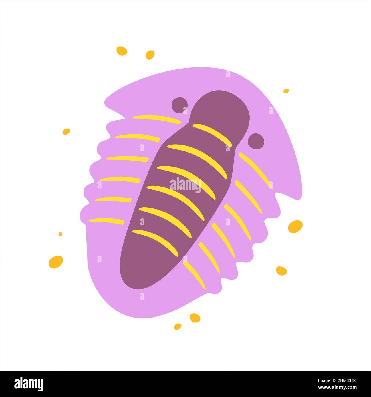 Cute violet trilobite. Vector flat illustration Stock Vector