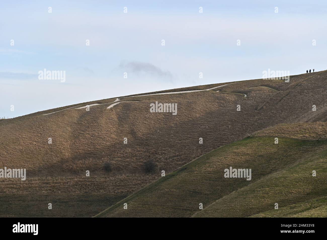 The Uffington White Horse a man made chalk figure on the northern slope